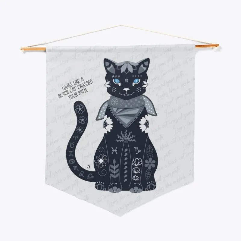 Porcelain cat flowers bandana black